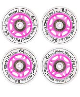 Комплект колес Ridex 4 шт. для роликов + подшипники ,S (64 мм.),белый/розовый